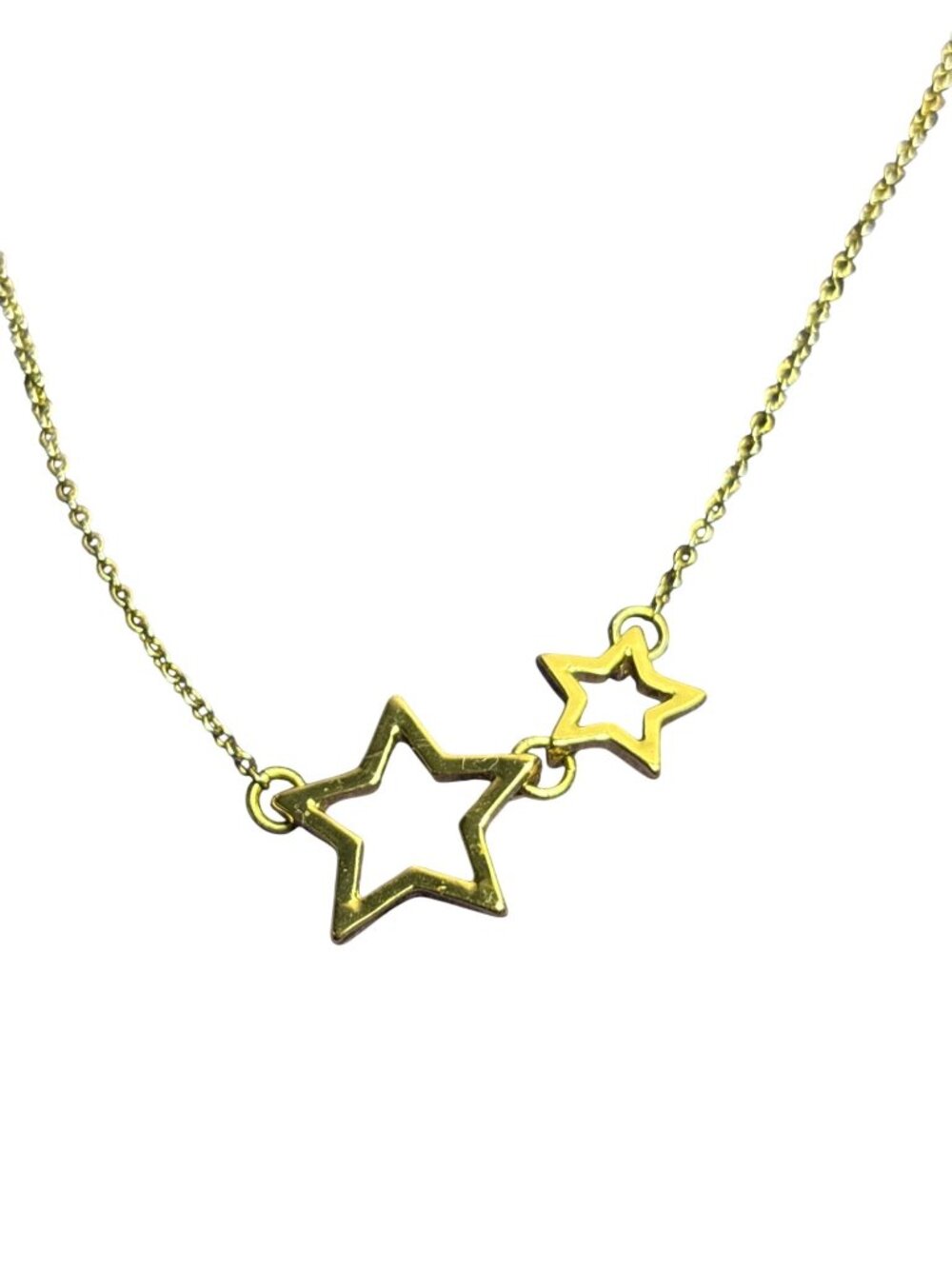 Goldtone Necklace Stars Dainty Minimalist 16 - 19 inches Long Wear on Chain